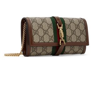 Beige & Brown Jackie 1961 Chain Wallet Bag